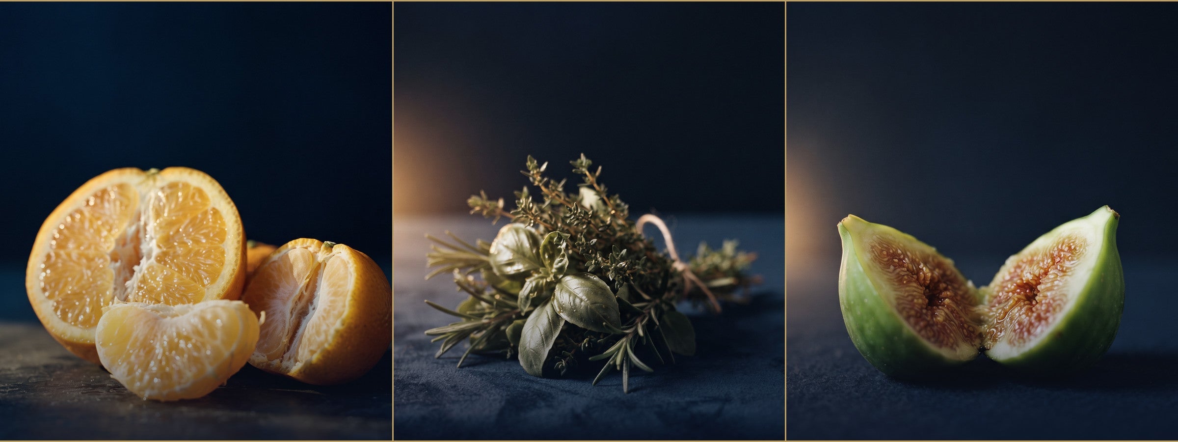 Agrumes, herbes aromatiques et figue verte